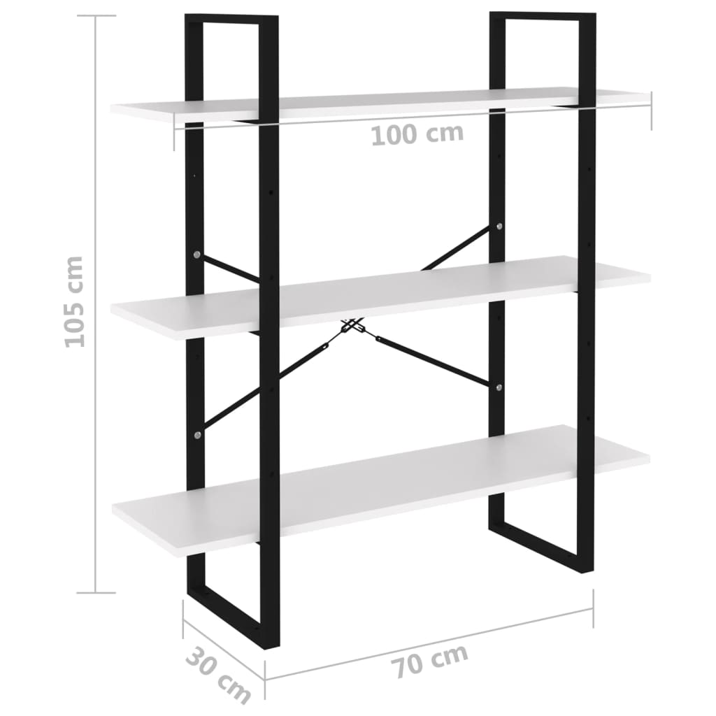 Bibliothèque blanche 100x30x105 cm matière bois