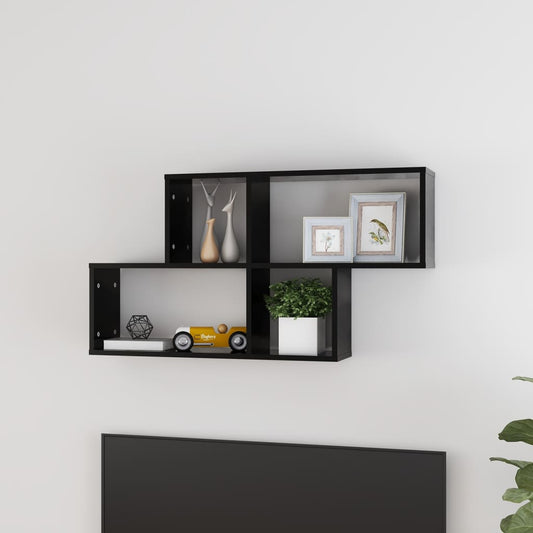 Etagère murale noire 100x18x53 cm en bois