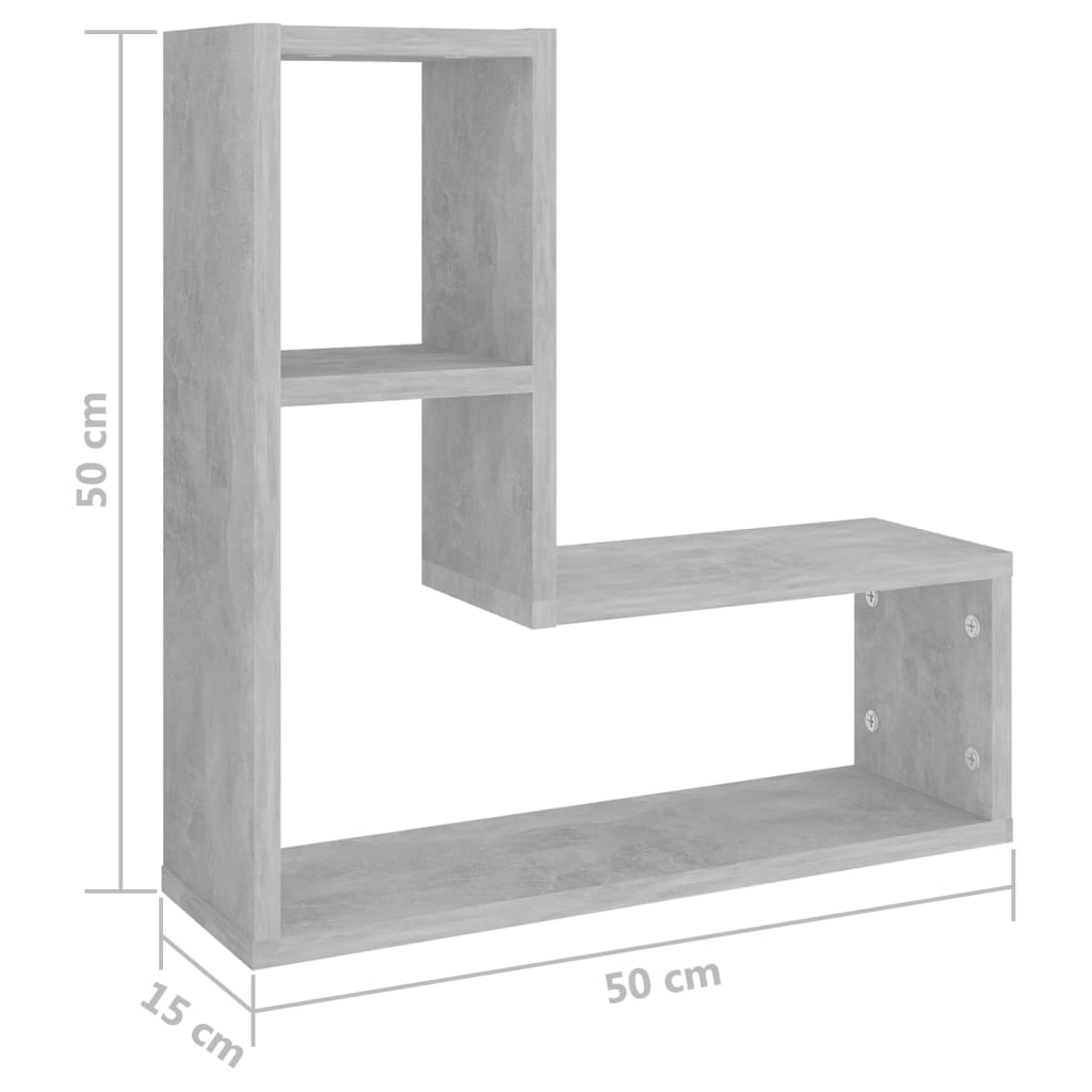 Etagères murales 2 pcs Gris béton 50x15x50 cm matériau bois