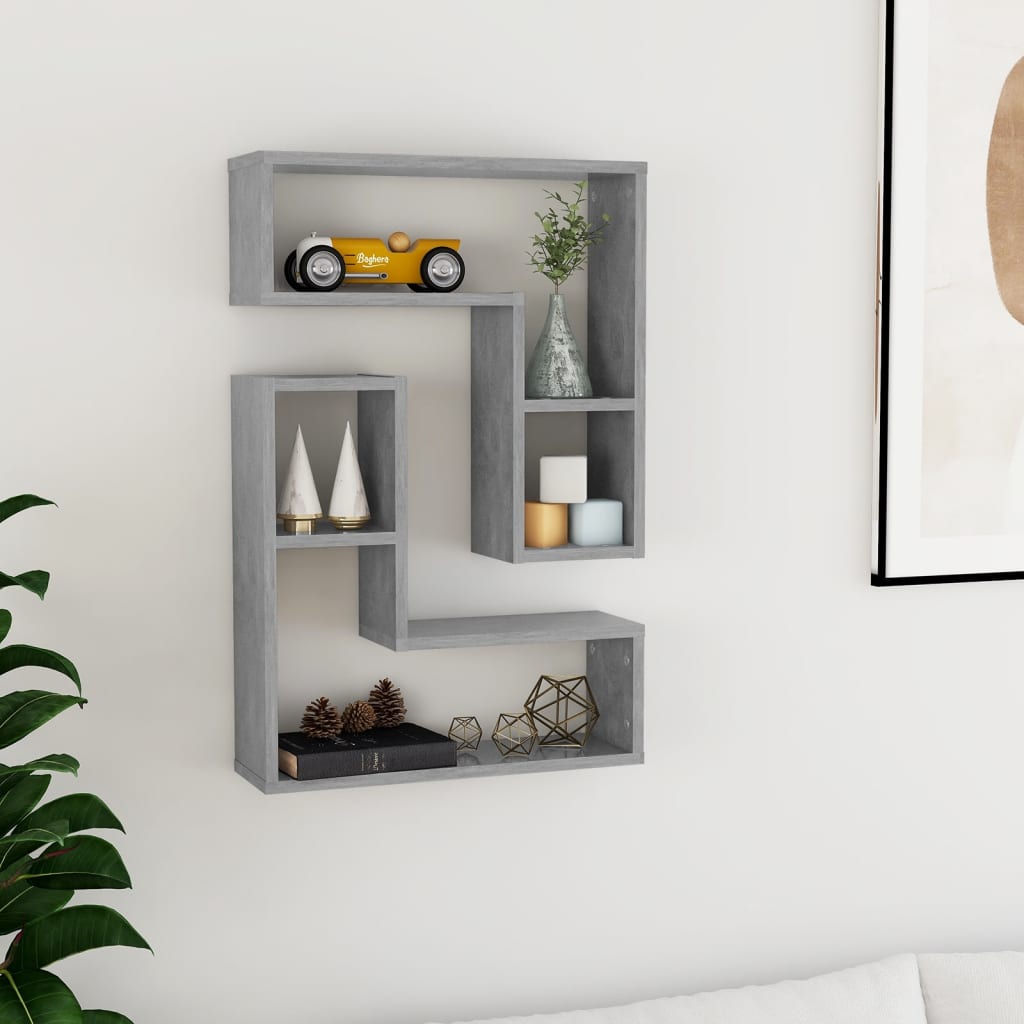 Etagères murales 2 pcs Gris béton 50x15x50 cm matériau bois