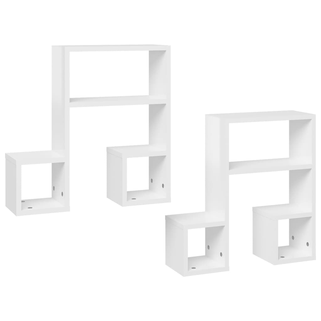 Etagères murales 2 pièces blanc brillant 50x15x50 cm matériau bois