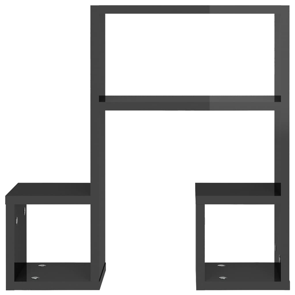 Wall shelves 2 pieces high gloss gray 50x15x50 cm wood material