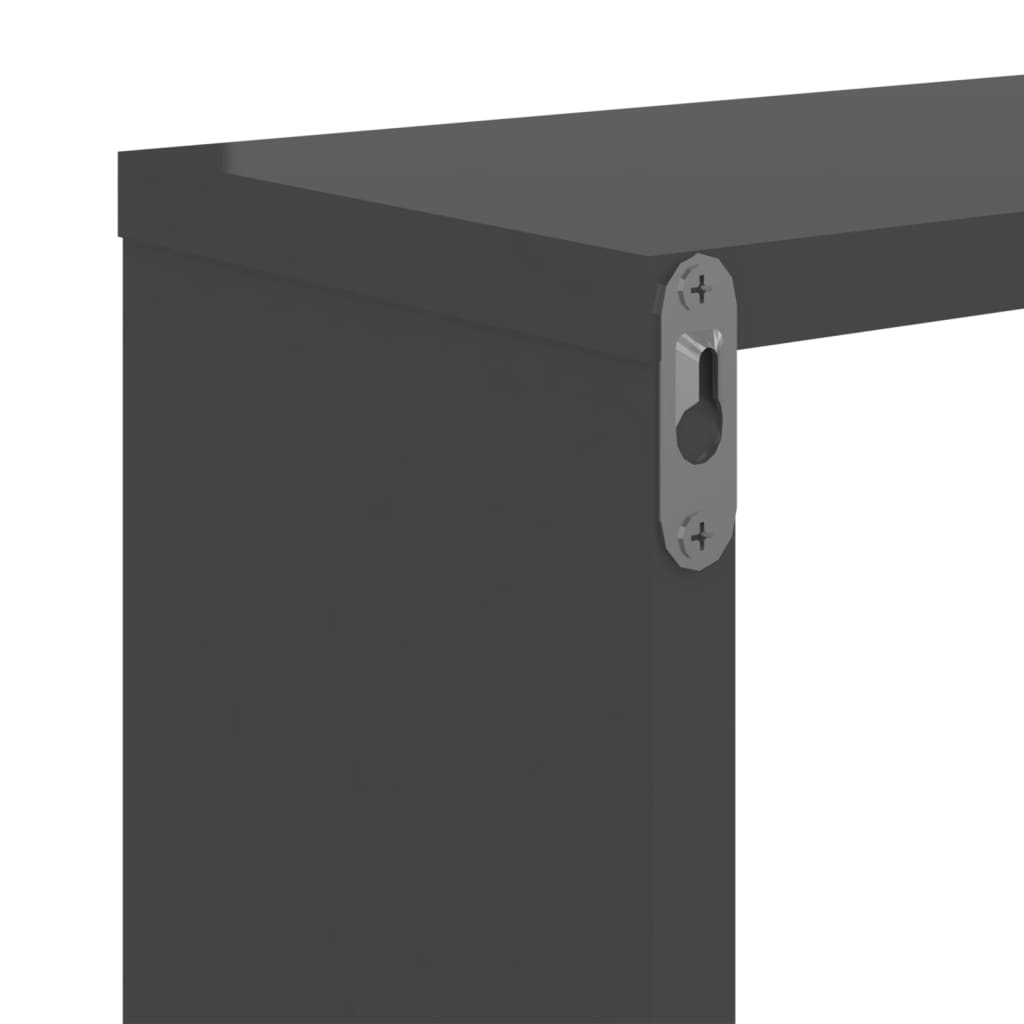 Wall shelves 2 pieces high gloss gray 50x15x50 cm wood material