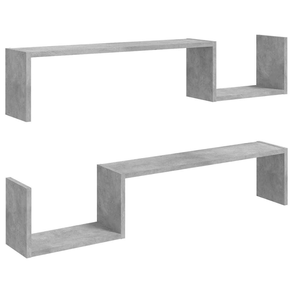 Etagères murales 2 pcs Gris béton 100x15x20 cm matériau bois