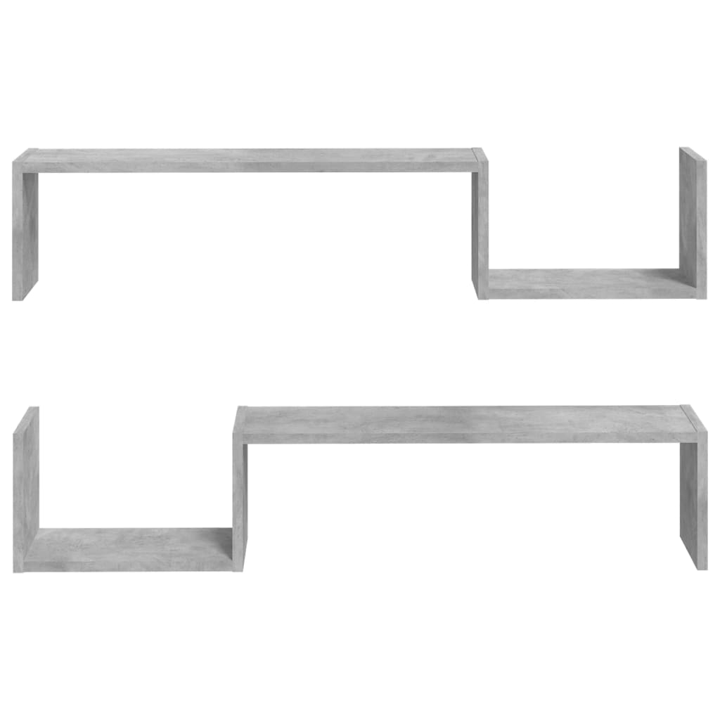 Etagères murales 2 pcs Gris béton 100x15x20 cm matériau bois