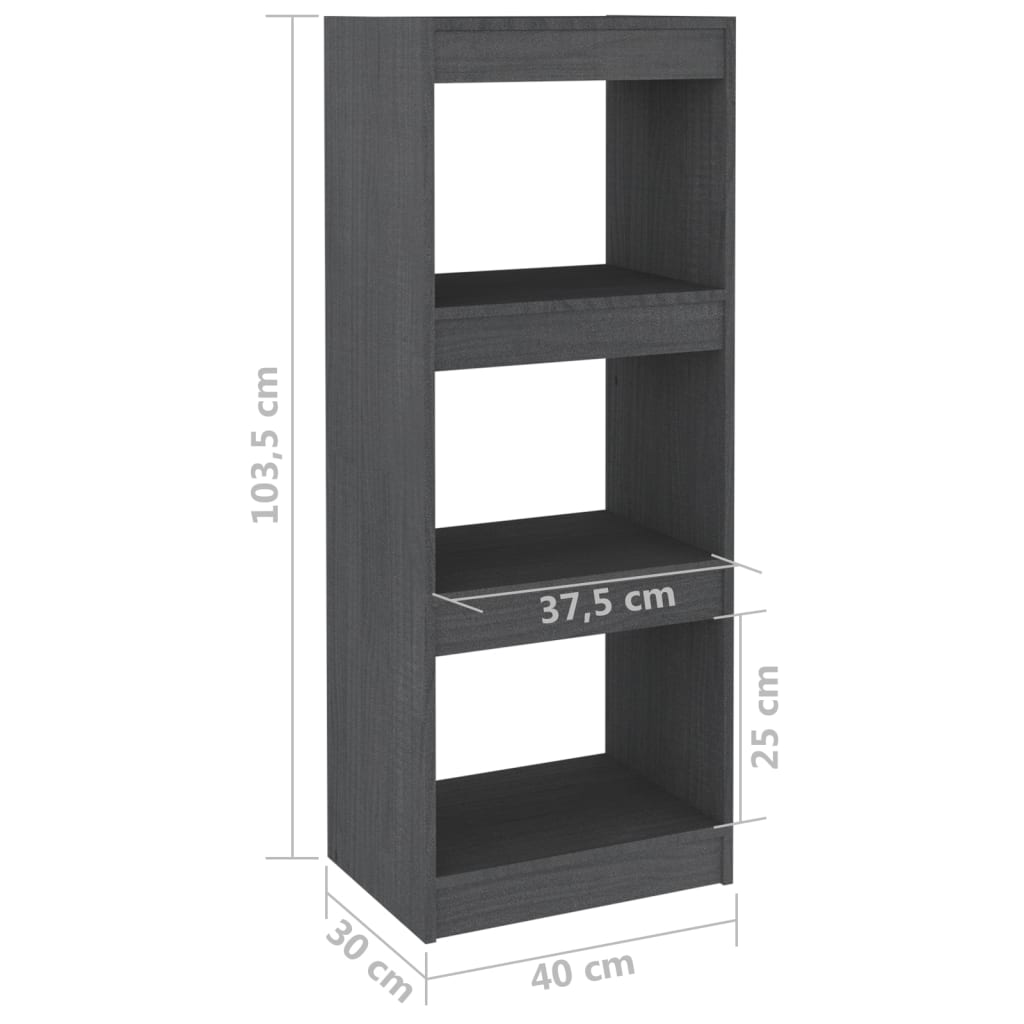 Bibliothèque/séparateur de pièce gris 40x30x103,5 cm bois de pin massif