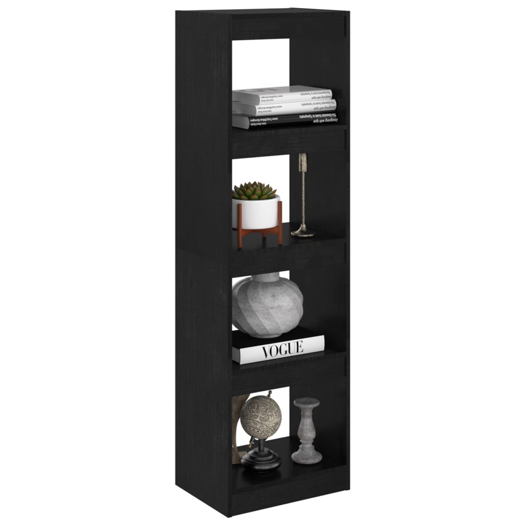 Bibliothèque séparateur de pièce noir 40x30x135,5 cm en bois de pin massif