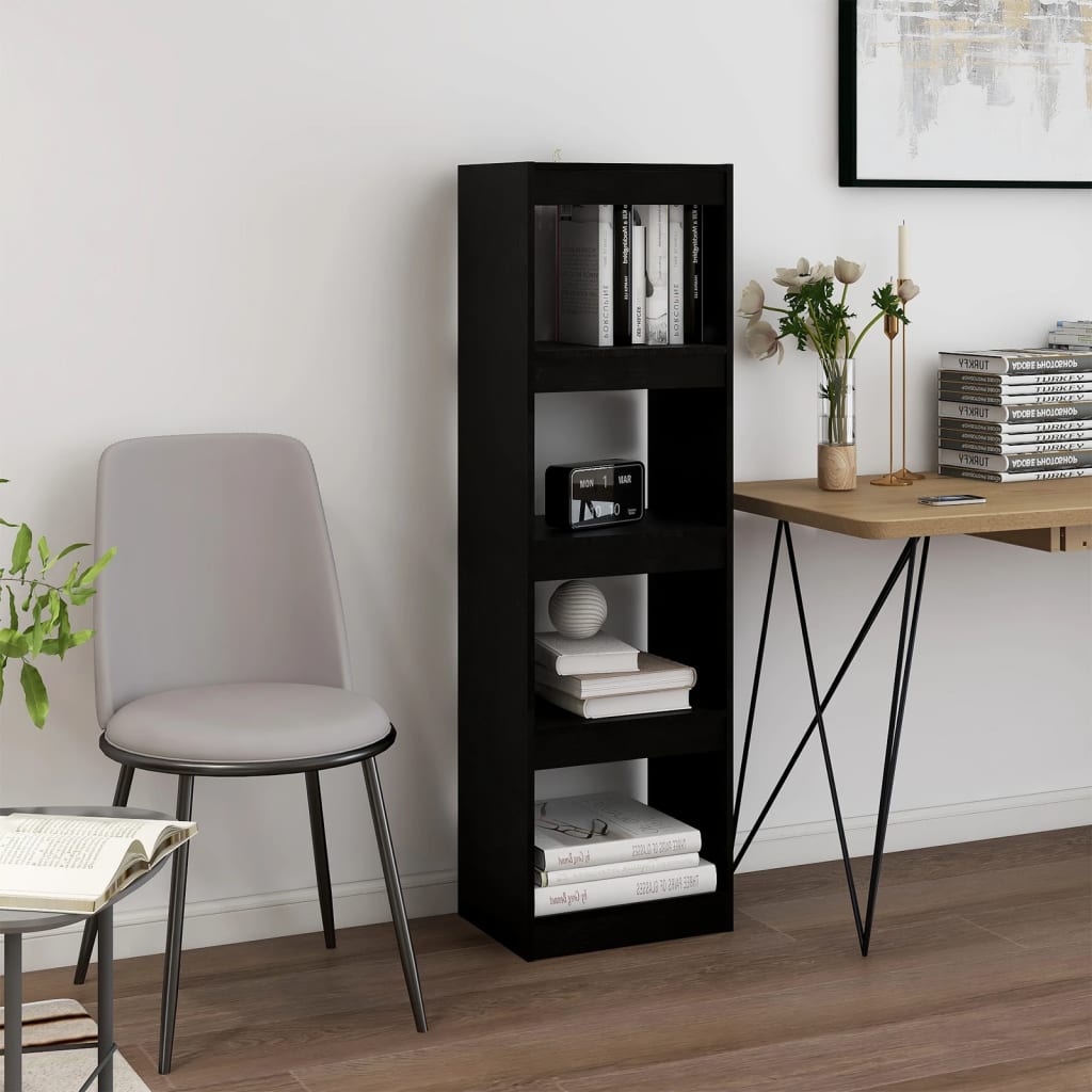 Bibliothèque séparateur de pièce noir 40x30x135,5 cm en bois de pin massif