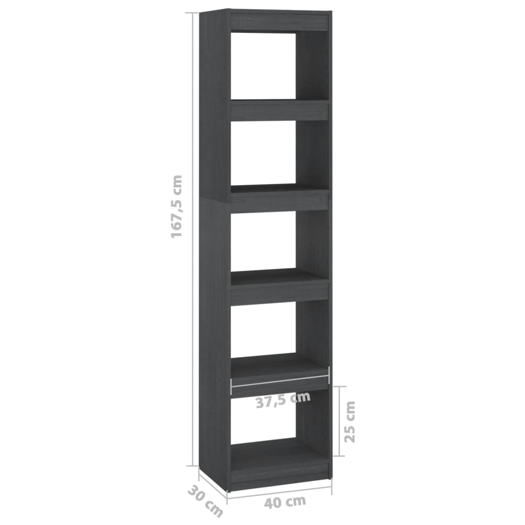 Bibliothèque/séparateur de pièce gris 40x30x167,5 cm bois de pin massif