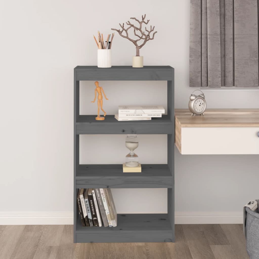 Bibliothèque/séparateur de pièce gris 60x30x103,5 cm bois de pin massif