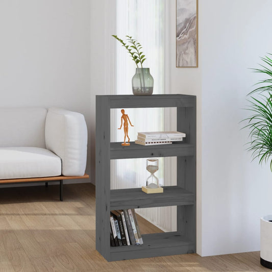 Bibliothèque/séparateur de pièce gris 60x30x103,5 cm bois de pin massif