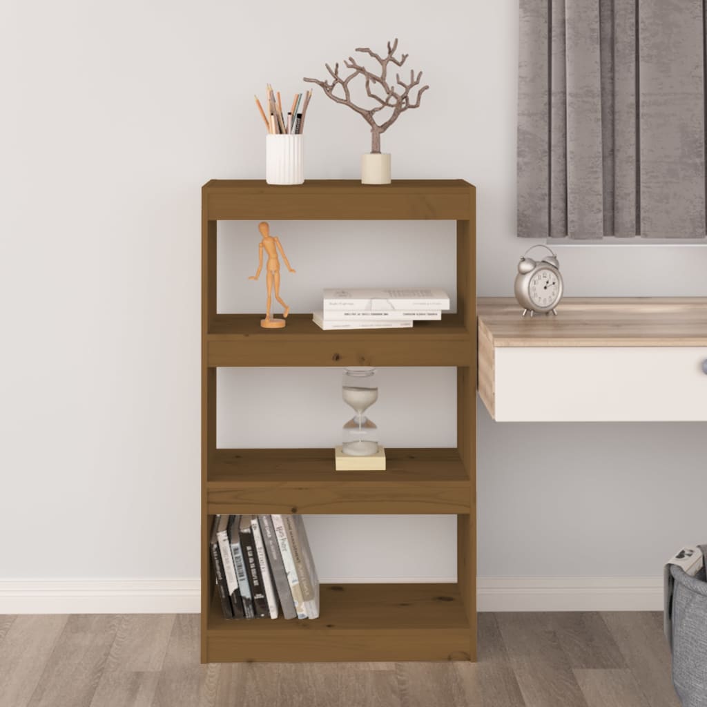 Bookcase/room divider honey brown 60x30x103.5 cm pine wood