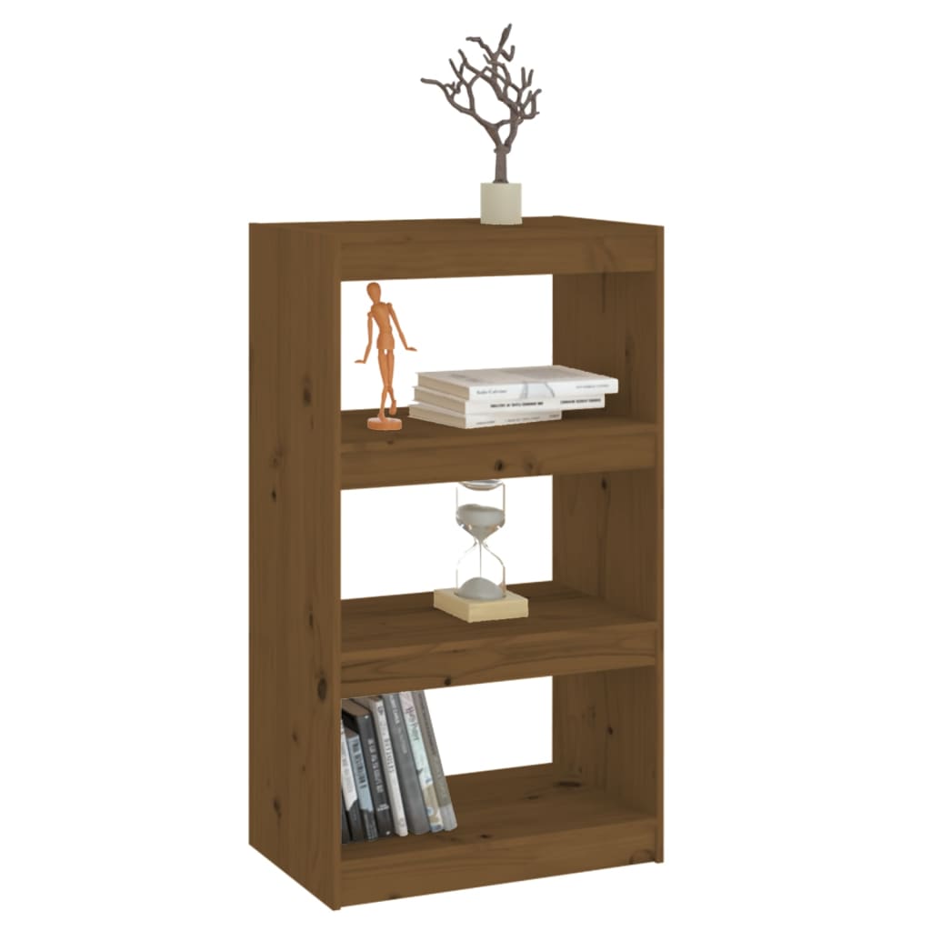 Bookcase/room divider honey brown 60x30x103.5 cm pine wood