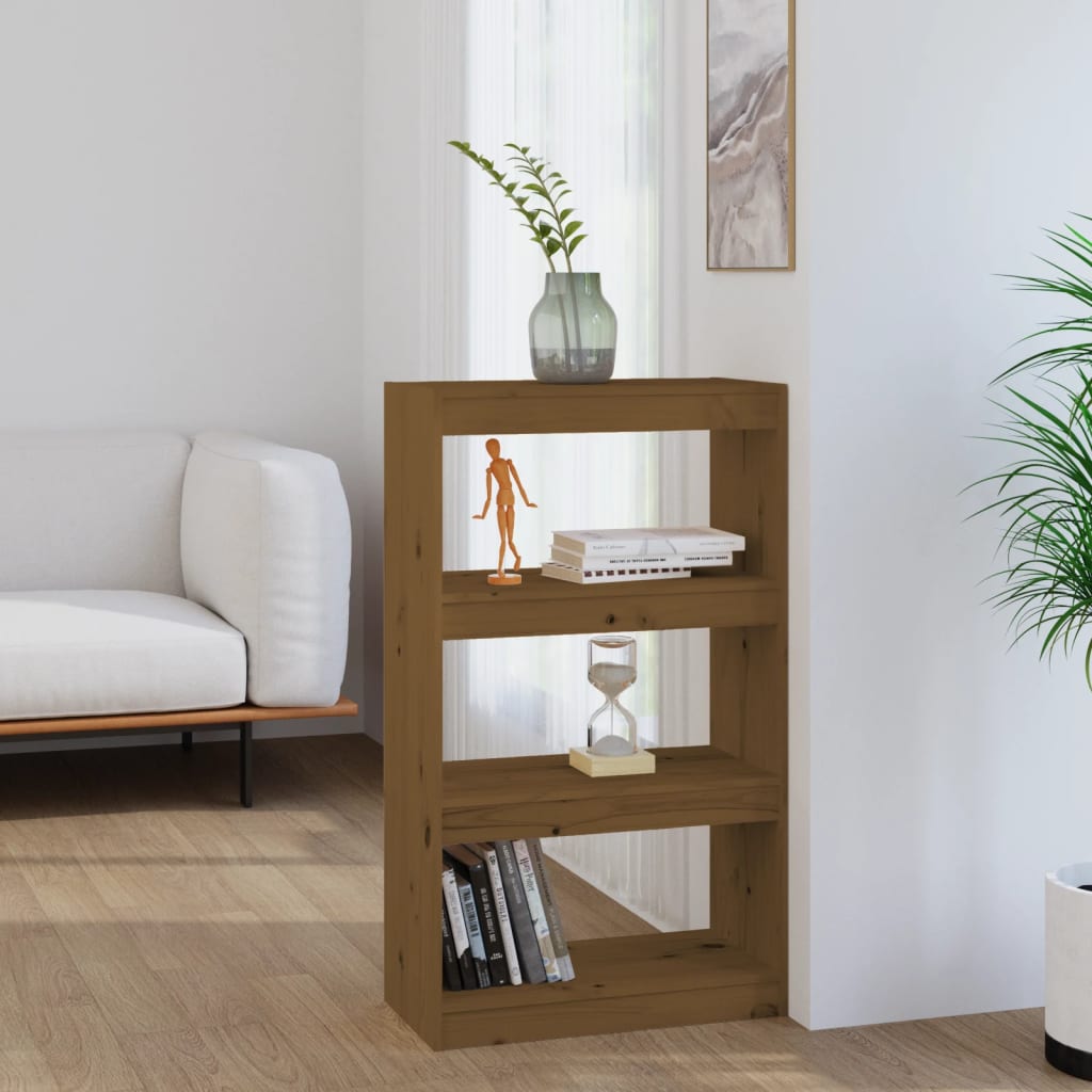 Bookcase/room divider honey brown 60x30x103.5 cm pine wood