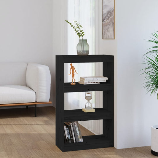 Bibliothèque/séparateur de pièce noir 60x30x103,5 cm bois de pin massif