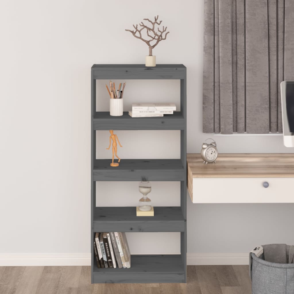 Bibliothèque séparateur de pièce gris 60x30x135,5 cm en bois de pin massif