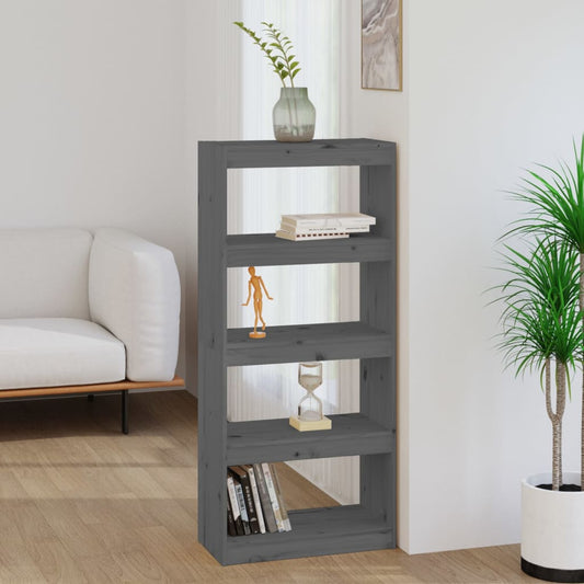 Bibliothèque séparateur de pièce gris 60x30x135,5 cm en bois de pin massif