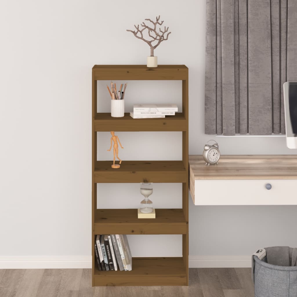 Bookcase/room divider honey brown 60x30x135.5 cm pine wood