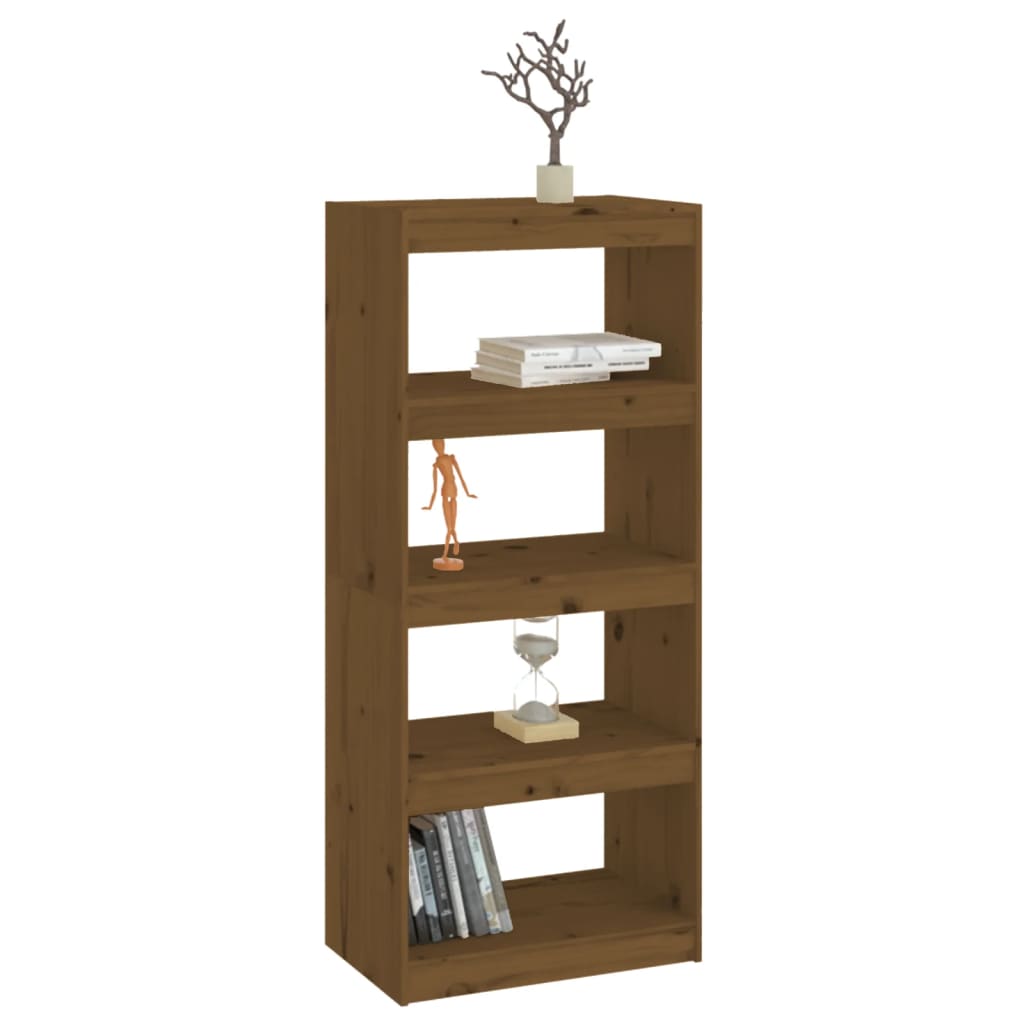 Bookcase/room divider honey brown 60x30x135.5 cm pine wood