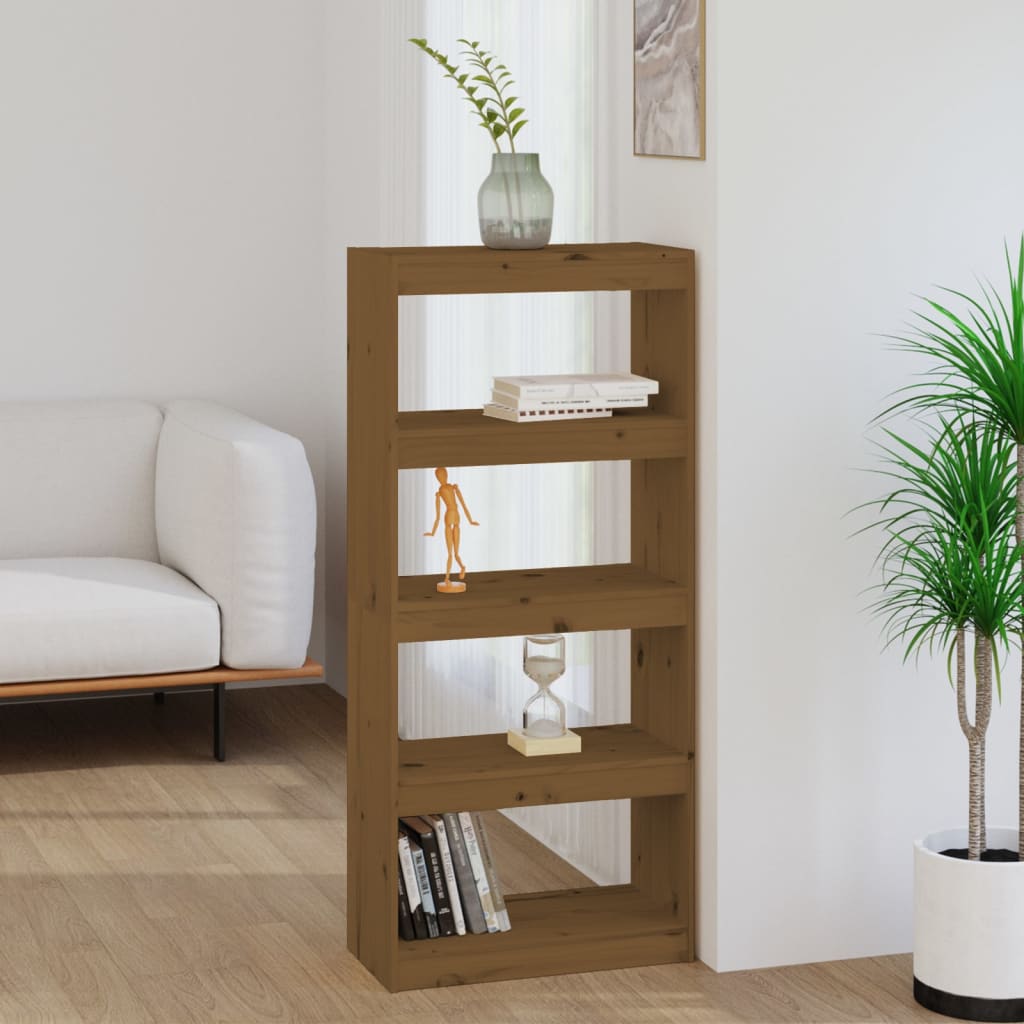 Bookcase/room divider honey brown 60x30x135.5 cm pine wood