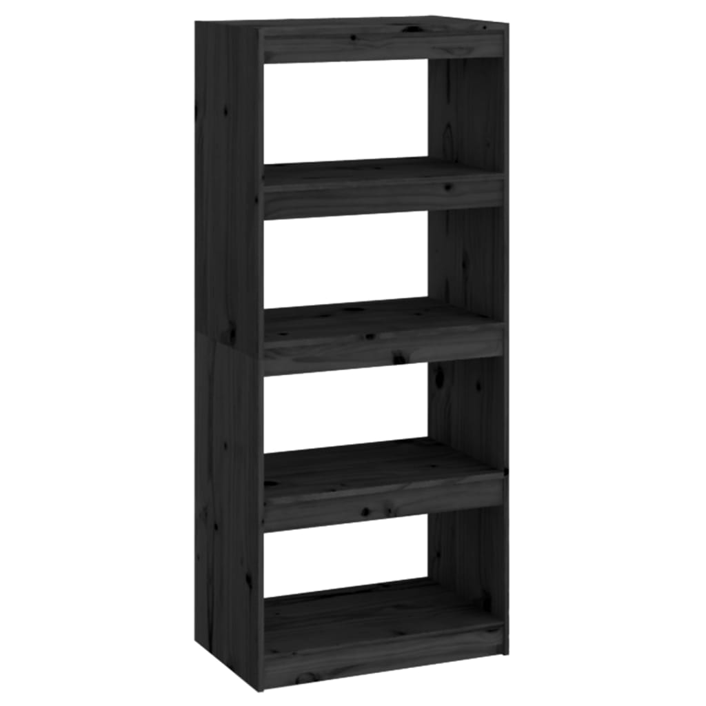 Bibliothèque séparateur de pièce noir 60x30x135,5 cm en bois de pin massif