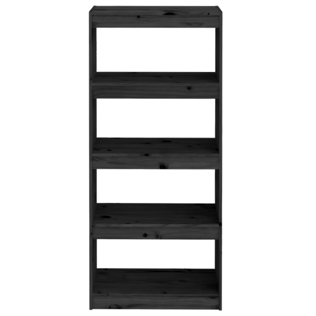 Bibliothèque séparateur de pièce noir 60x30x135,5 cm en bois de pin massif