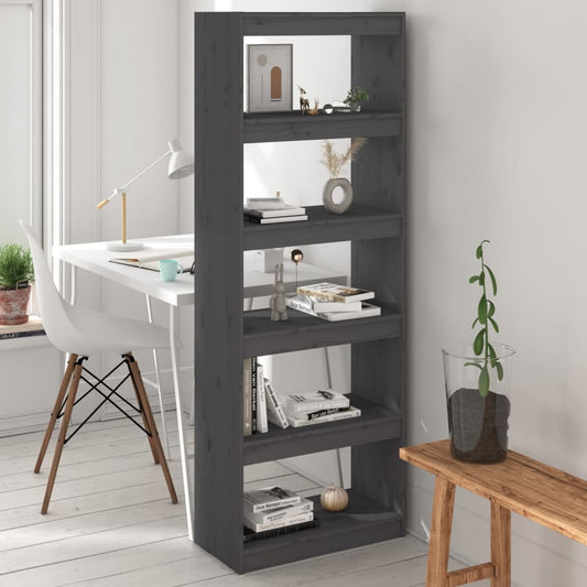 Bibliothèque/séparateur de pièce gris 60x30x167,5 cm bois de pin massif