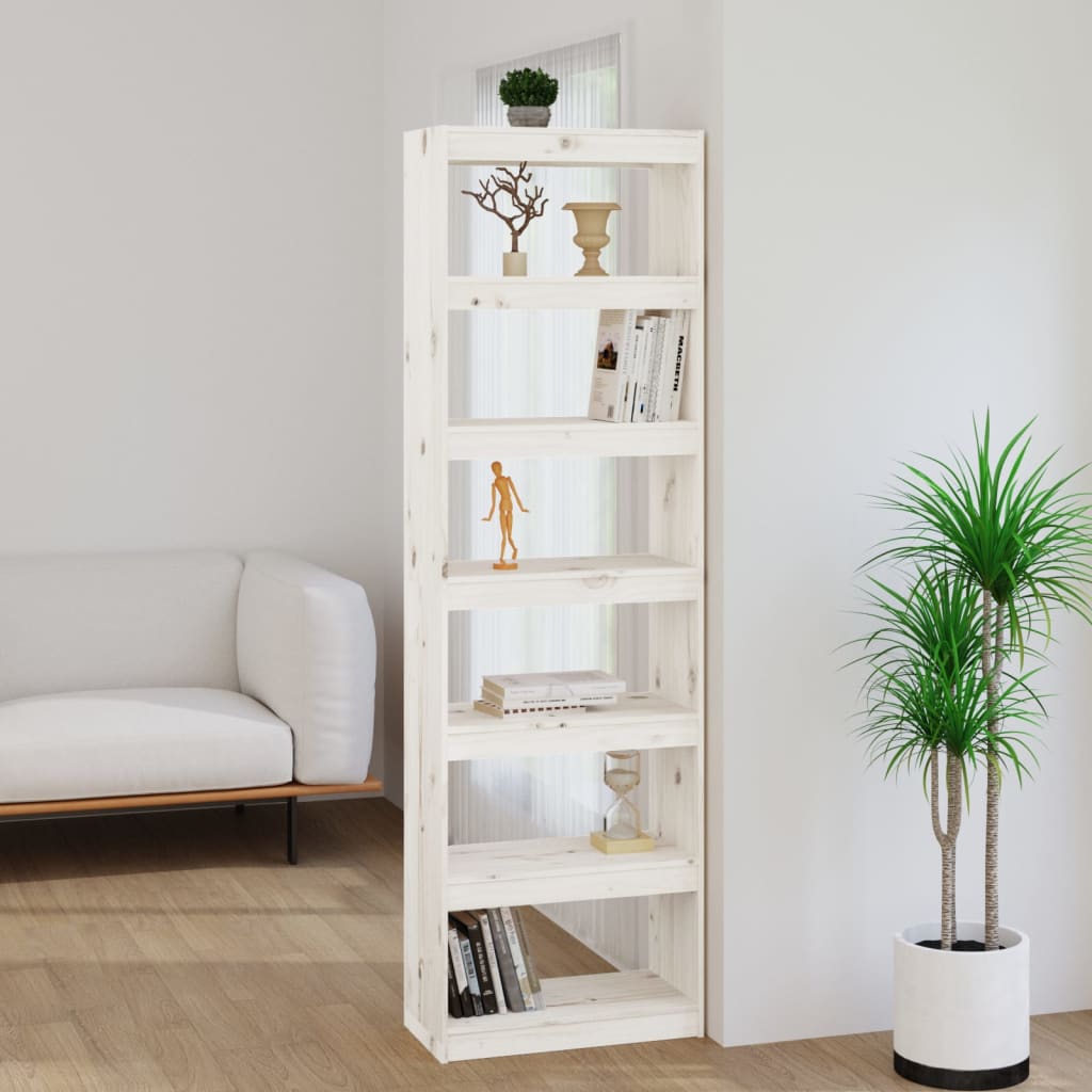 Bibliothèque/séparateur de pièce blanc 60x30x199,5 cm bois de pin massif