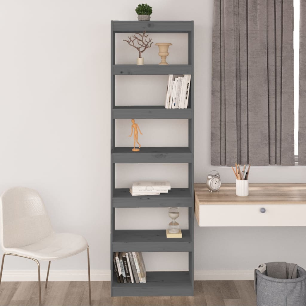 Bibliothèque/séparateur de pièce gris 60x30x199,5 cm bois de pin massif