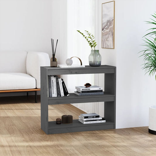 Bibliothèque séparateur de pièce gris 80x30x71,5 cm en bois de pin massif