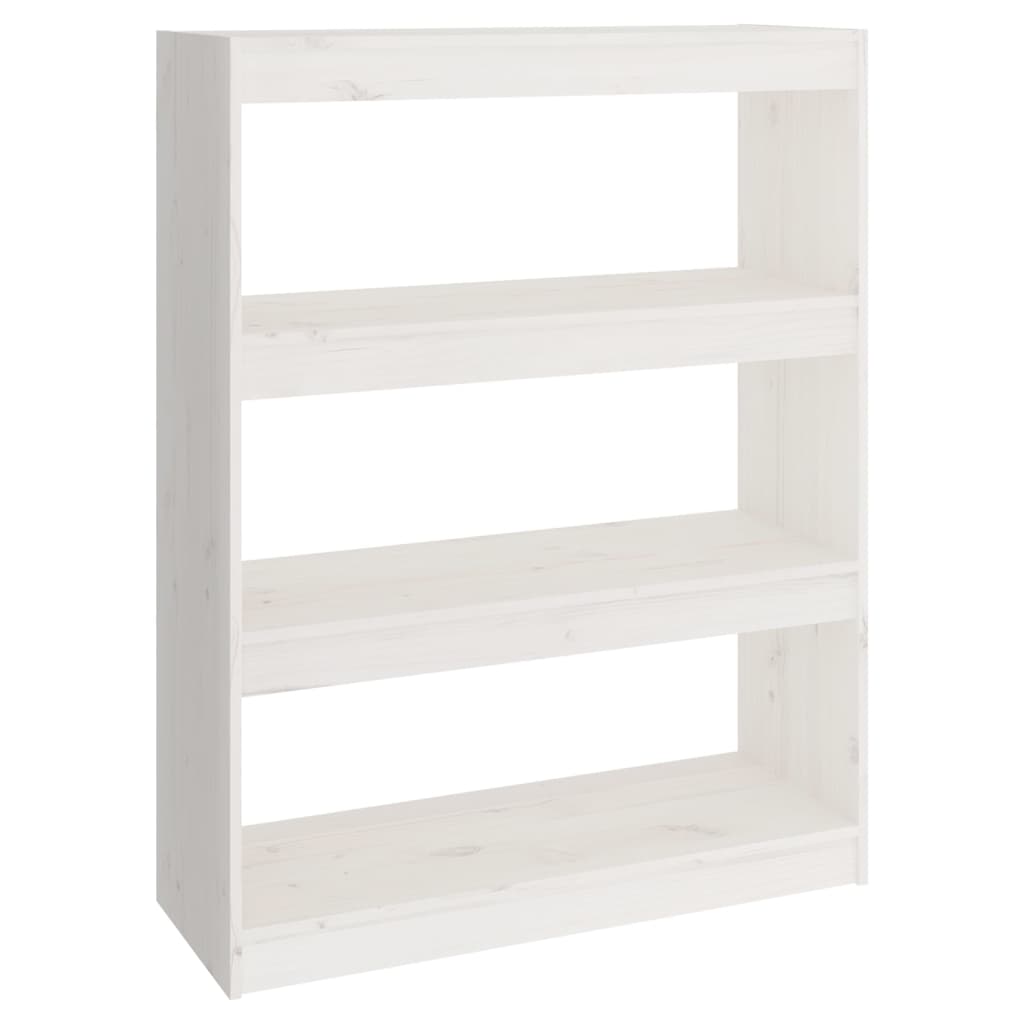 Bookcase room divider white 80x30x103.5 cm solid pine wood