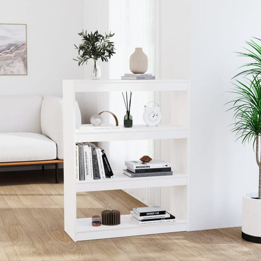 Bibliothèque séparateur de pièce blanc 80x30x103,5 cm en bois de pin massif