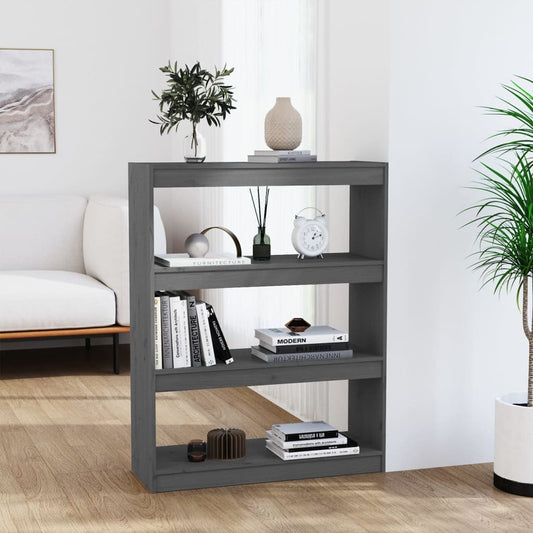 Bibliothèque séparateur de pièce gris 80x30x103,5 cm en bois de pin massif