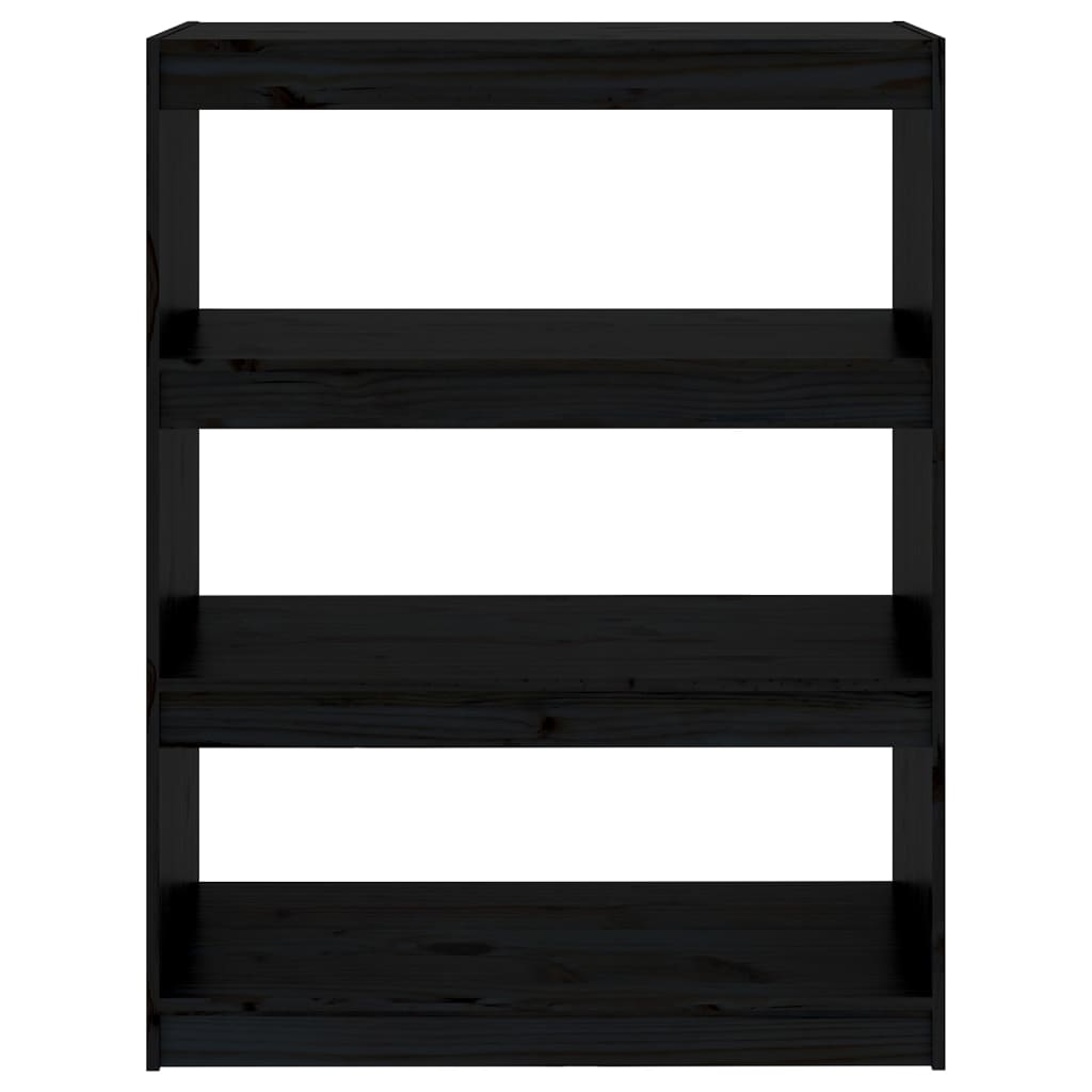 Bibliothèque séparateur de pièce noir 80x30x103,5 cm en bois de pin massif