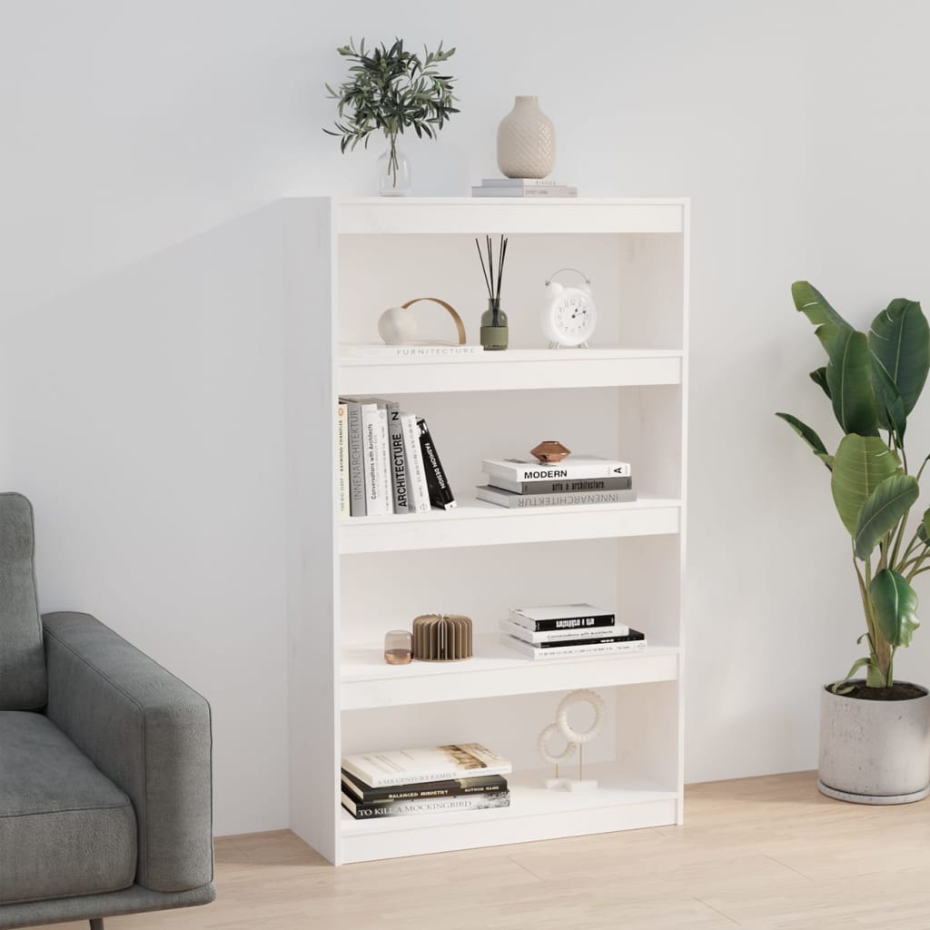 Bibliothèque séparateur de pièce blanc 80x30x135,5 cm en bois de pin massif