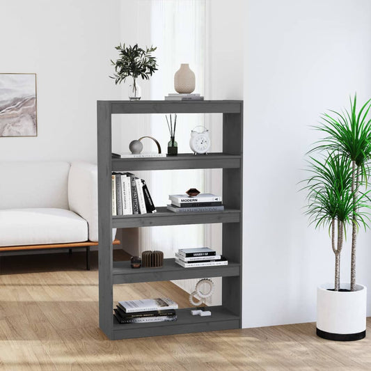 Bibliothèque séparateur de pièce gris 80x30x135,5 cm en bois de pin massif
