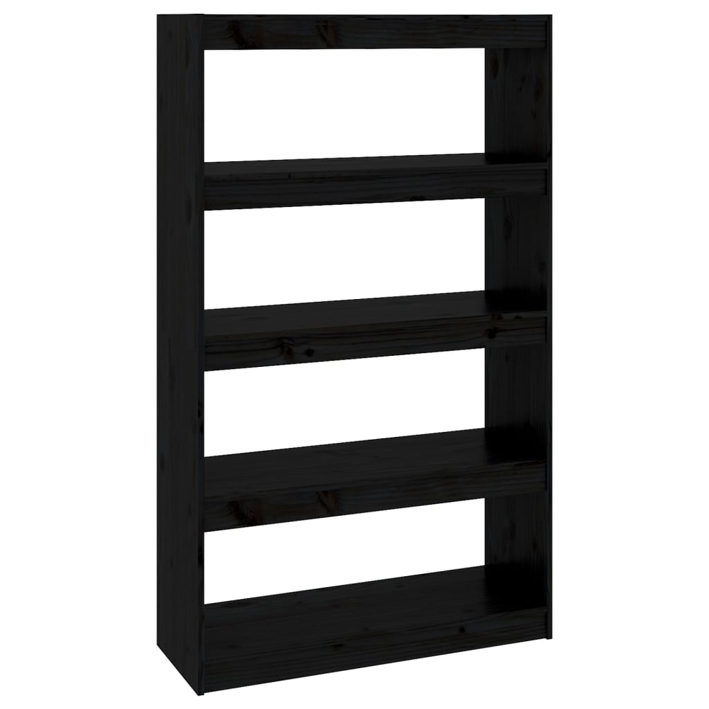 Bibliothèque séparateur de pièce noir 80x30x135,5 cm en bois de pin massif
