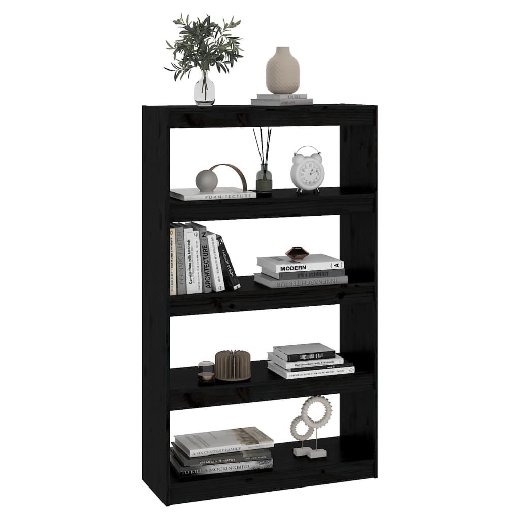 Bibliothèque séparateur de pièce noir 80x30x135,5 cm en bois de pin massif