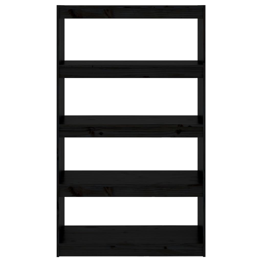 Bibliothèque séparateur de pièce noir 80x30x135,5 cm en bois de pin massif