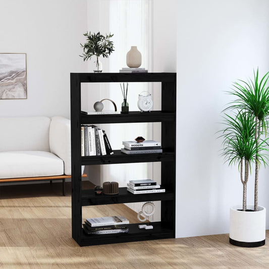 Bibliothèque séparateur de pièce noir 80x30x135,5 cm en bois de pin massif