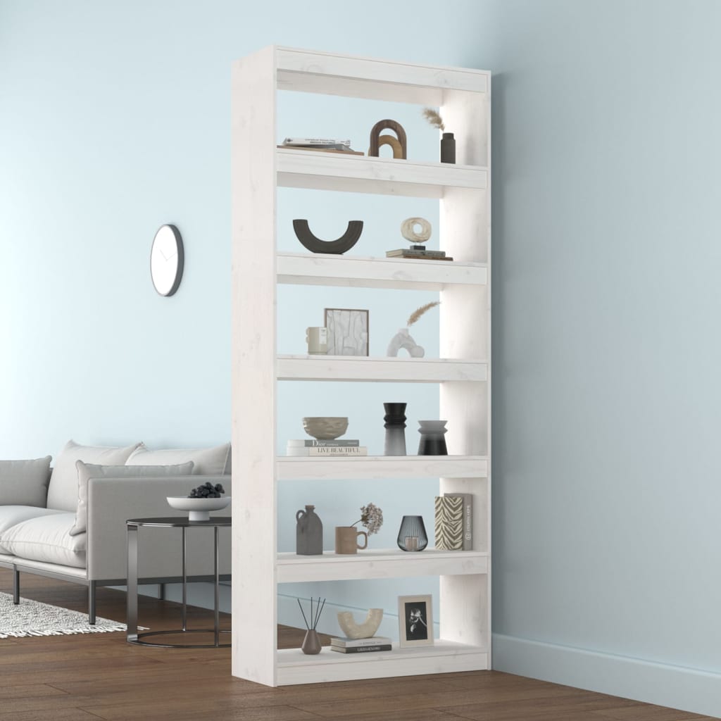 Bibliothèque/séparateur de pièce blanc 80x30x199,5 cm bois de pin massif