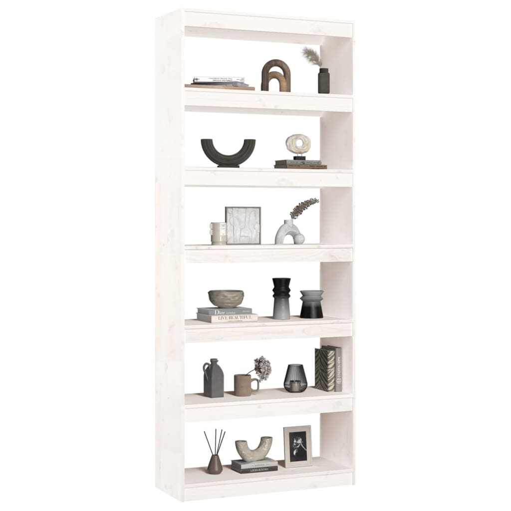 Bibliothèque/séparateur de pièce blanc 80x30x199,5 cm bois de pin massif
