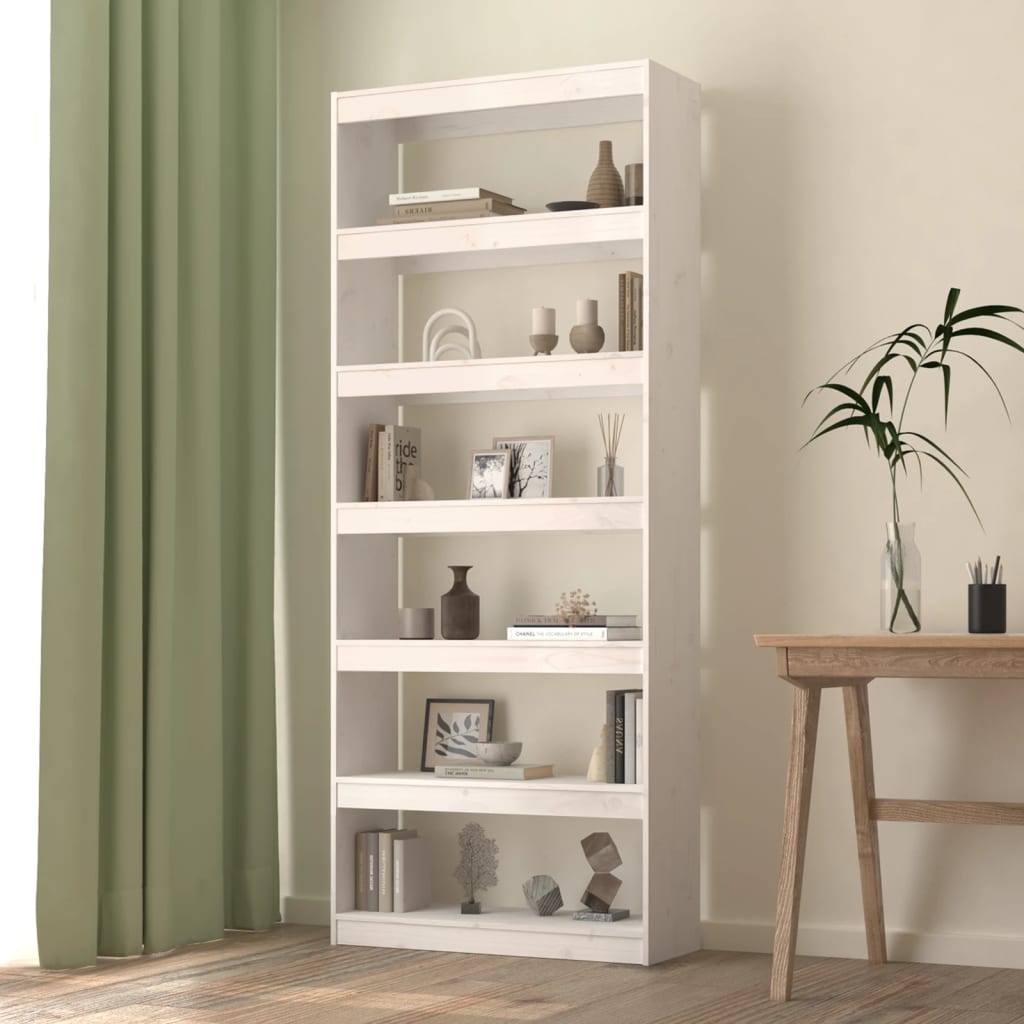 Bibliothèque/séparateur de pièce blanc 80x30x199,5 cm bois de pin massif