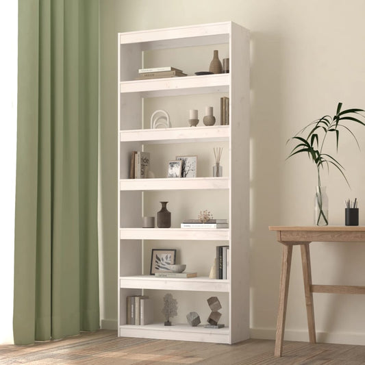 Bibliothèque/séparateur de pièce blanc 80x30x199,5 cm bois de pin massif