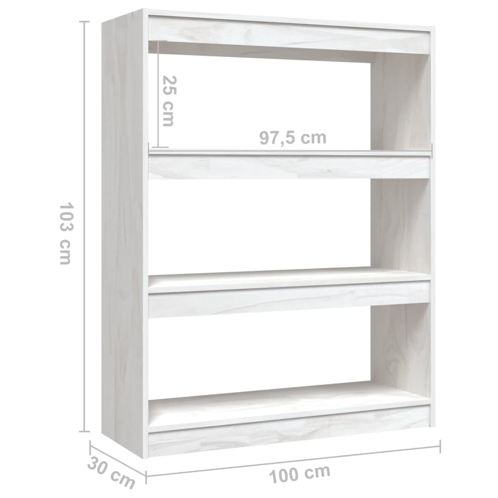 Bibliothèque/séparateur de pièce blanc 100x30x103 cm bois de pin massif