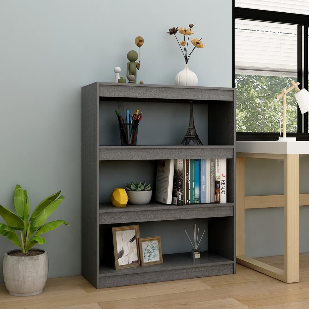 Bibliothèque/séparateur de pièce gris 100x30x103 cm bois de pin massif