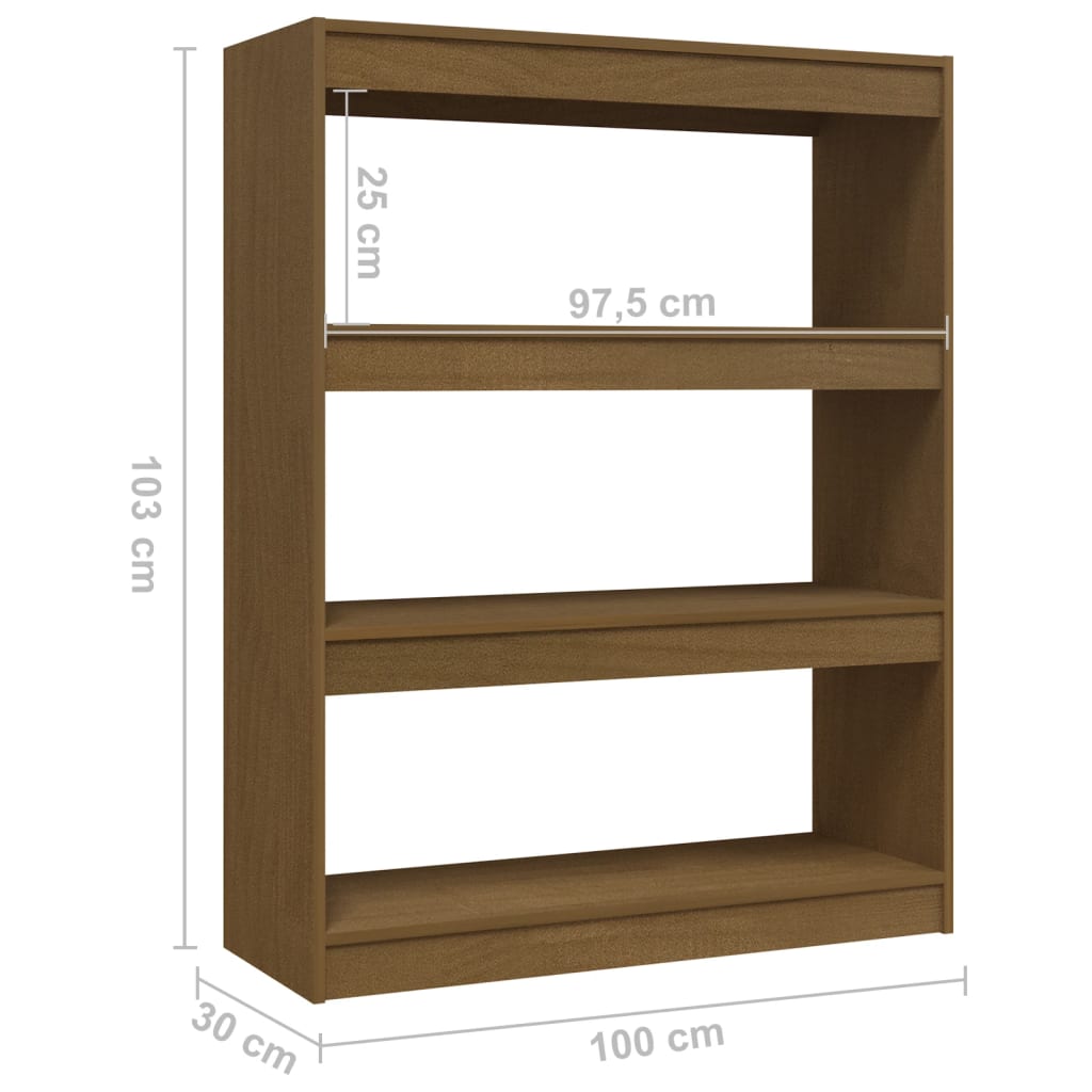Bibliothèque/séparateur de pièce marron miel 100x30x103 bois de pin massif