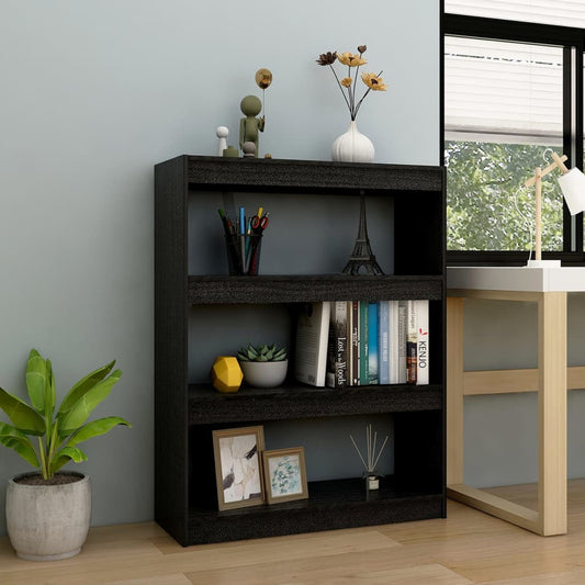 Bibliothèque/séparateur de pièce noir 100x30x103 cm bois de pin massif