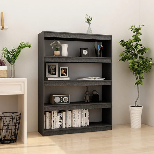 Bibliothèque/séparateur de pièce gris 100x30x135,5 cm bois de pin massif