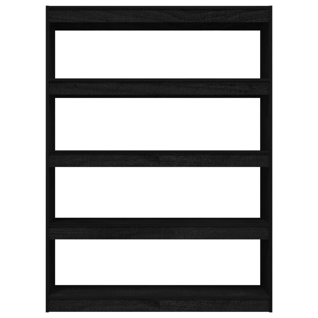 Bookcase/room divider black 100x30x135.5cm solid pine wood